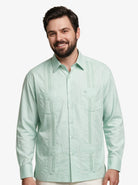 Manchester Guayabera Lisa Big and Tall Algodón y Poliéster color menta para hombre