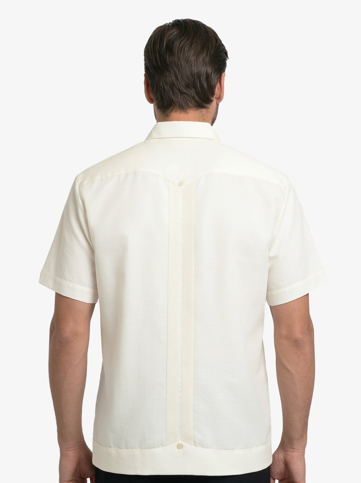 Manchester Guayabera Lisa Poliéster y Algodón color hueso para hombre