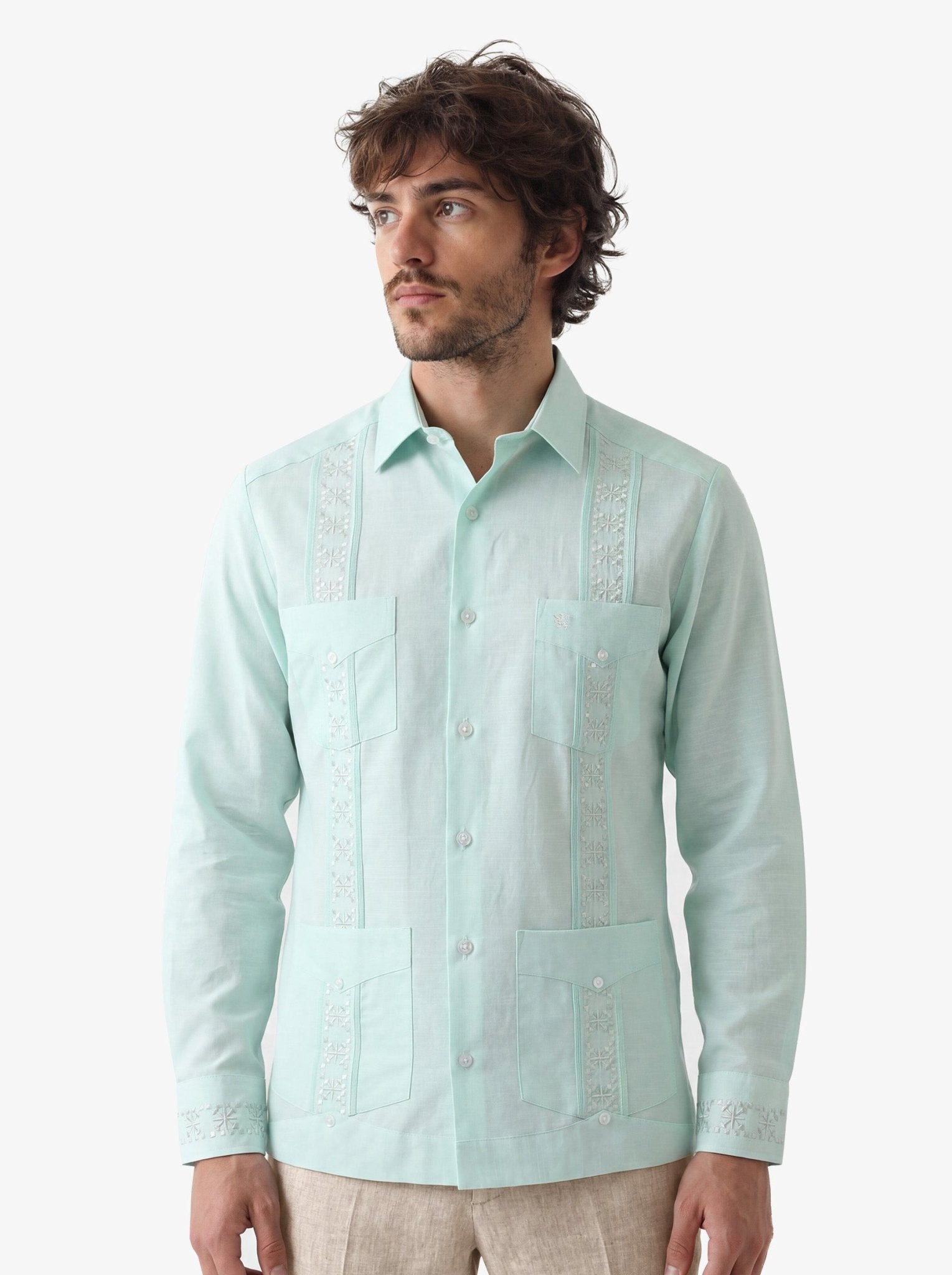 Manchester Guayabera Liso Algodón-Poliéster - Manchester