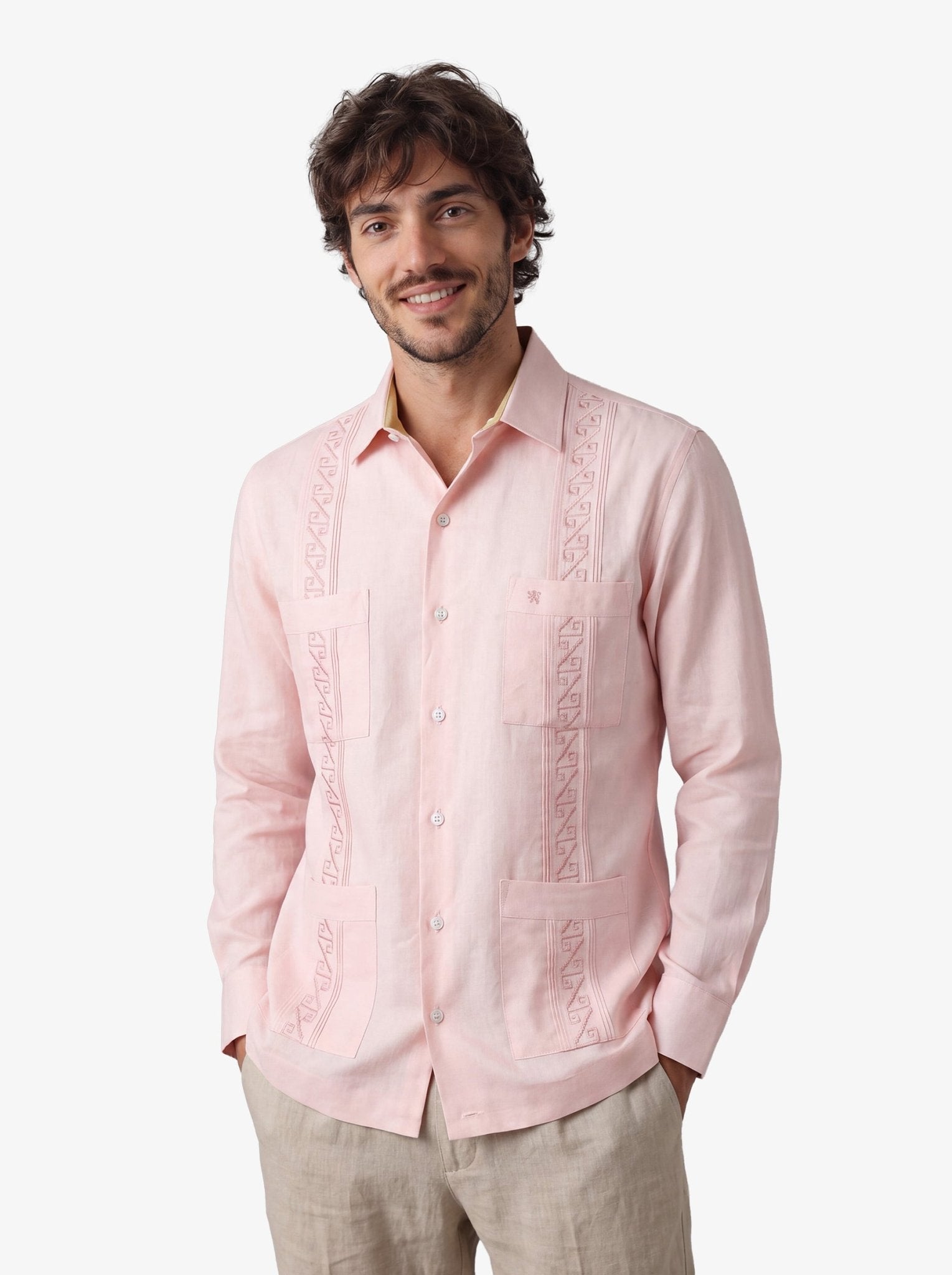 Manchester Guayabera Premium con Bordado Geométrico Elegante - Manchester