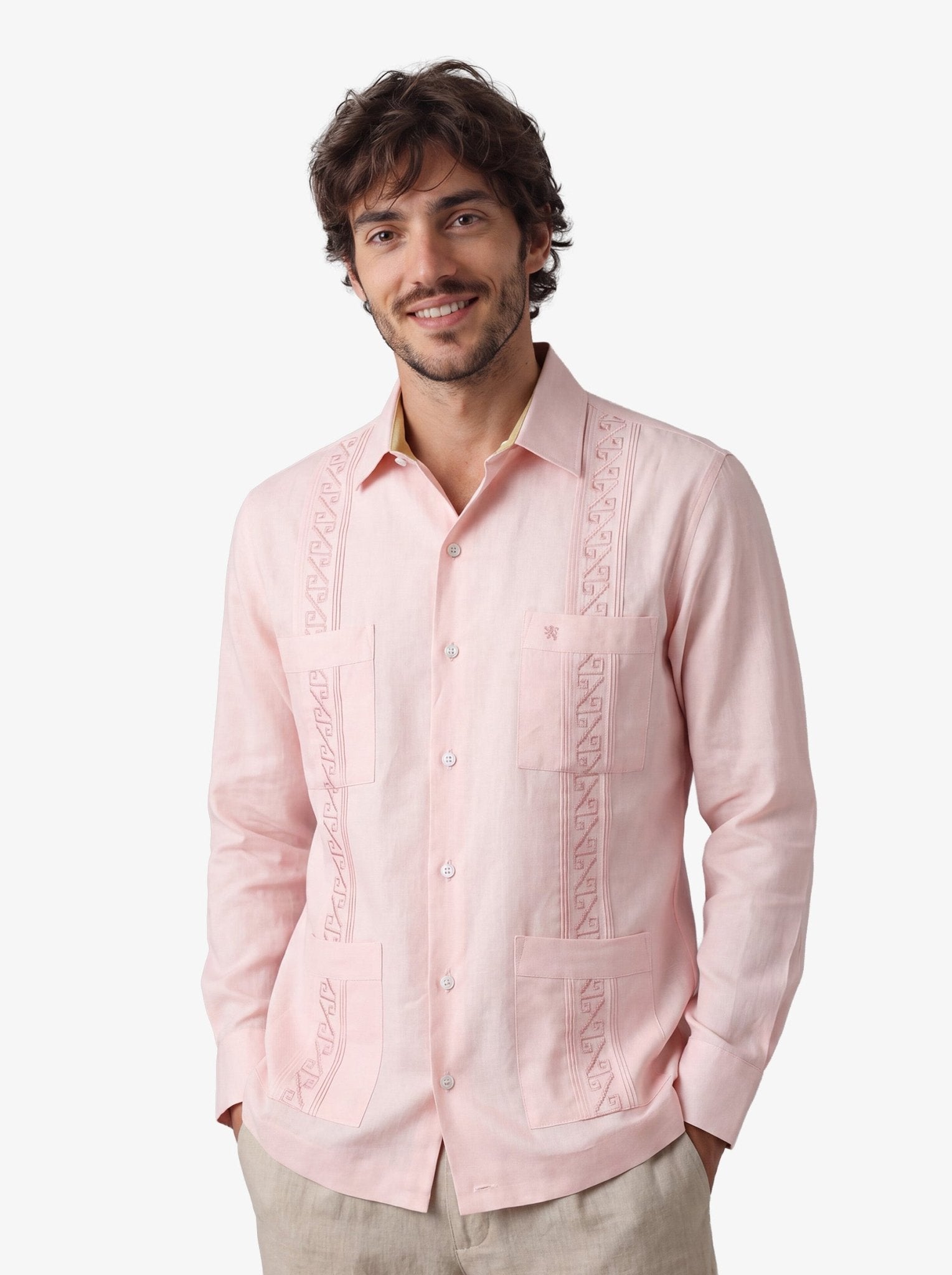 Manchester Guayabera Premium con Bordado Geométrico Elegante - Manchester