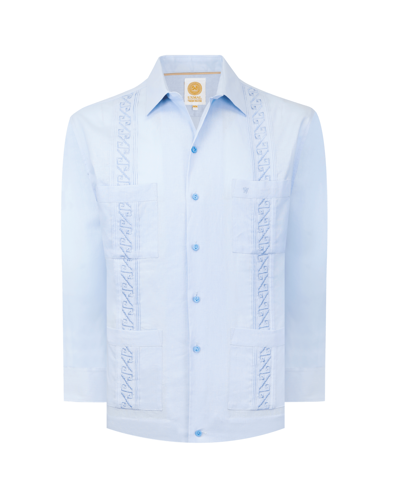 Manchester Guayabera Premium con Bordado Geométrico Elegante - Manchester