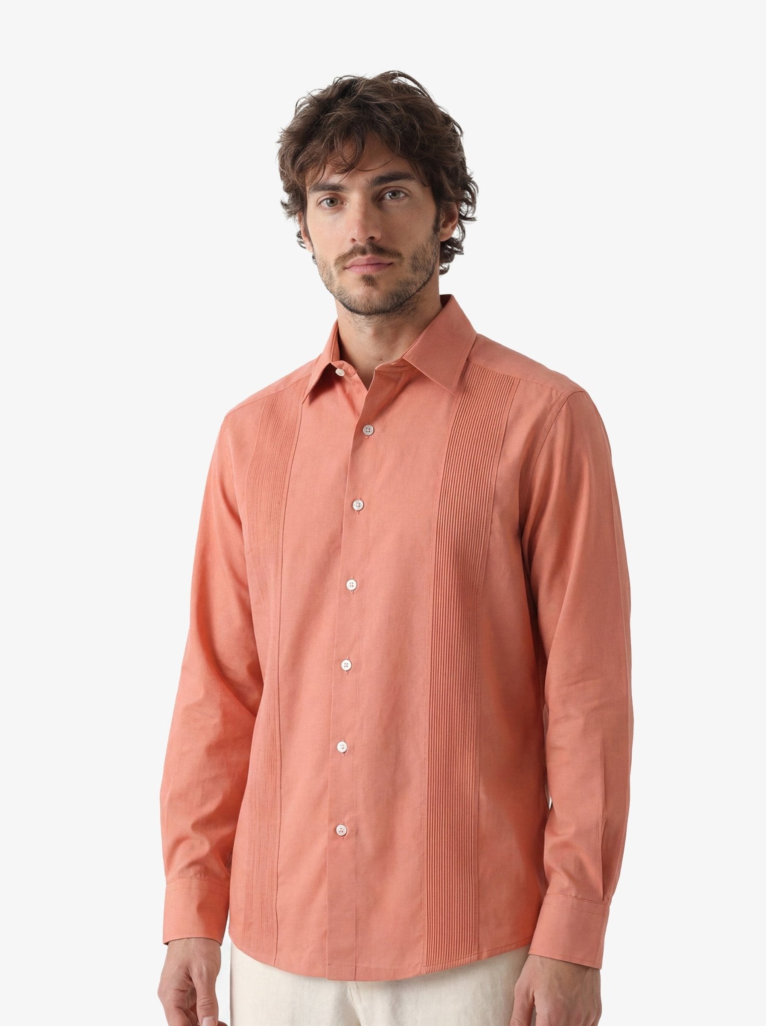 Manchester Guayabera sin Bolsas con Puño Convertible de Algodón y Poliéster - Manchester
