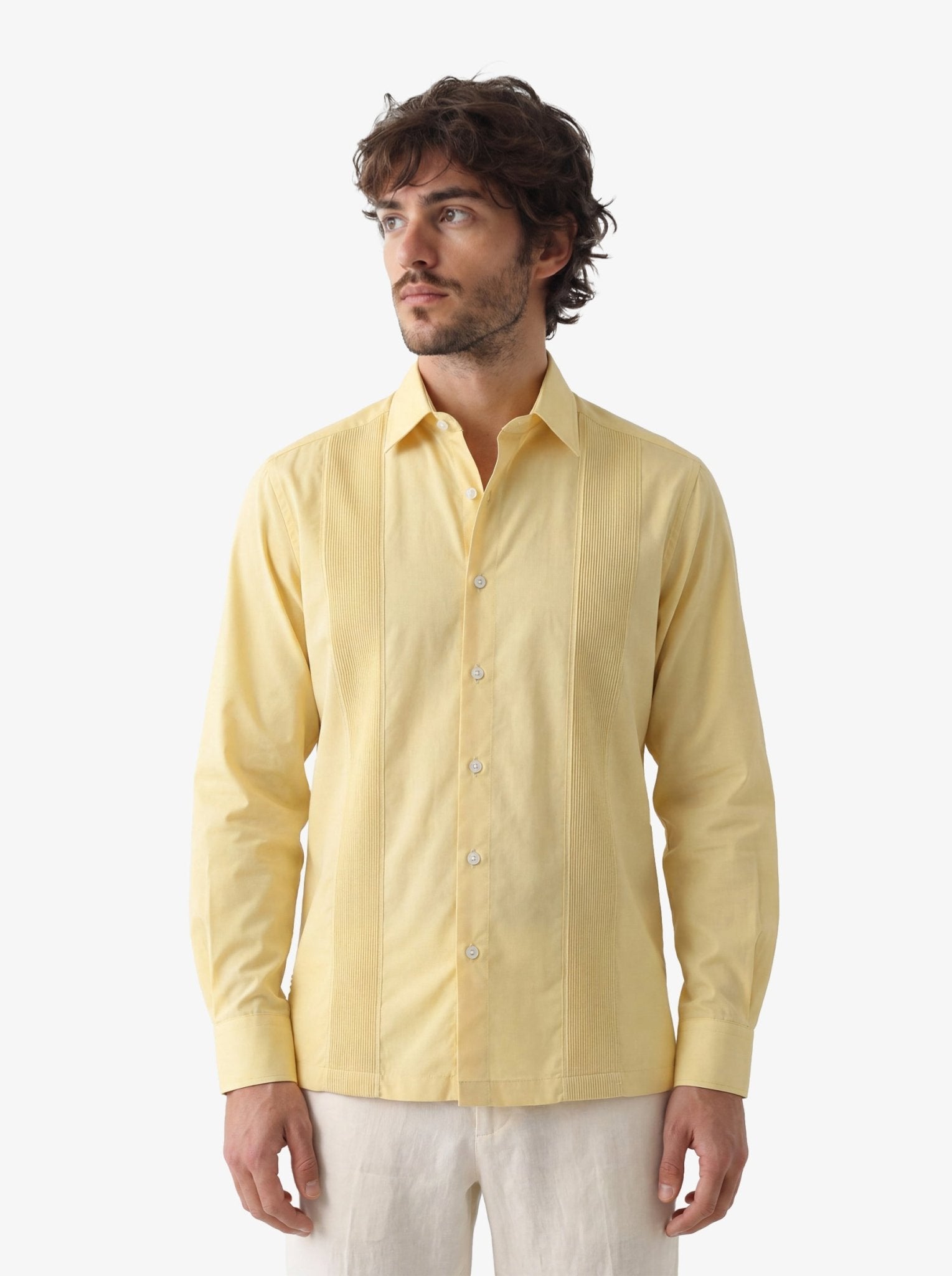 Manchester Guayabera sin Bolsas con Puño Convertible de Algodón y Poliéster - Manchester