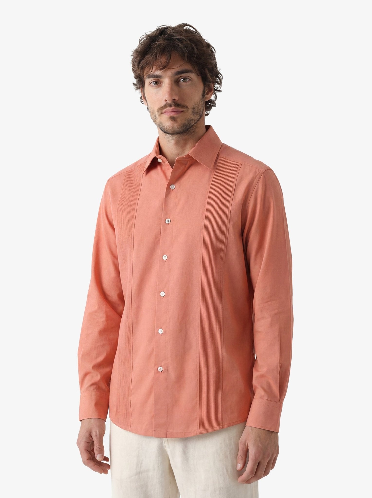 Manchester Guayabera sin Bolsas con Puño Convertible de Algodón y Poliéster - Manchester