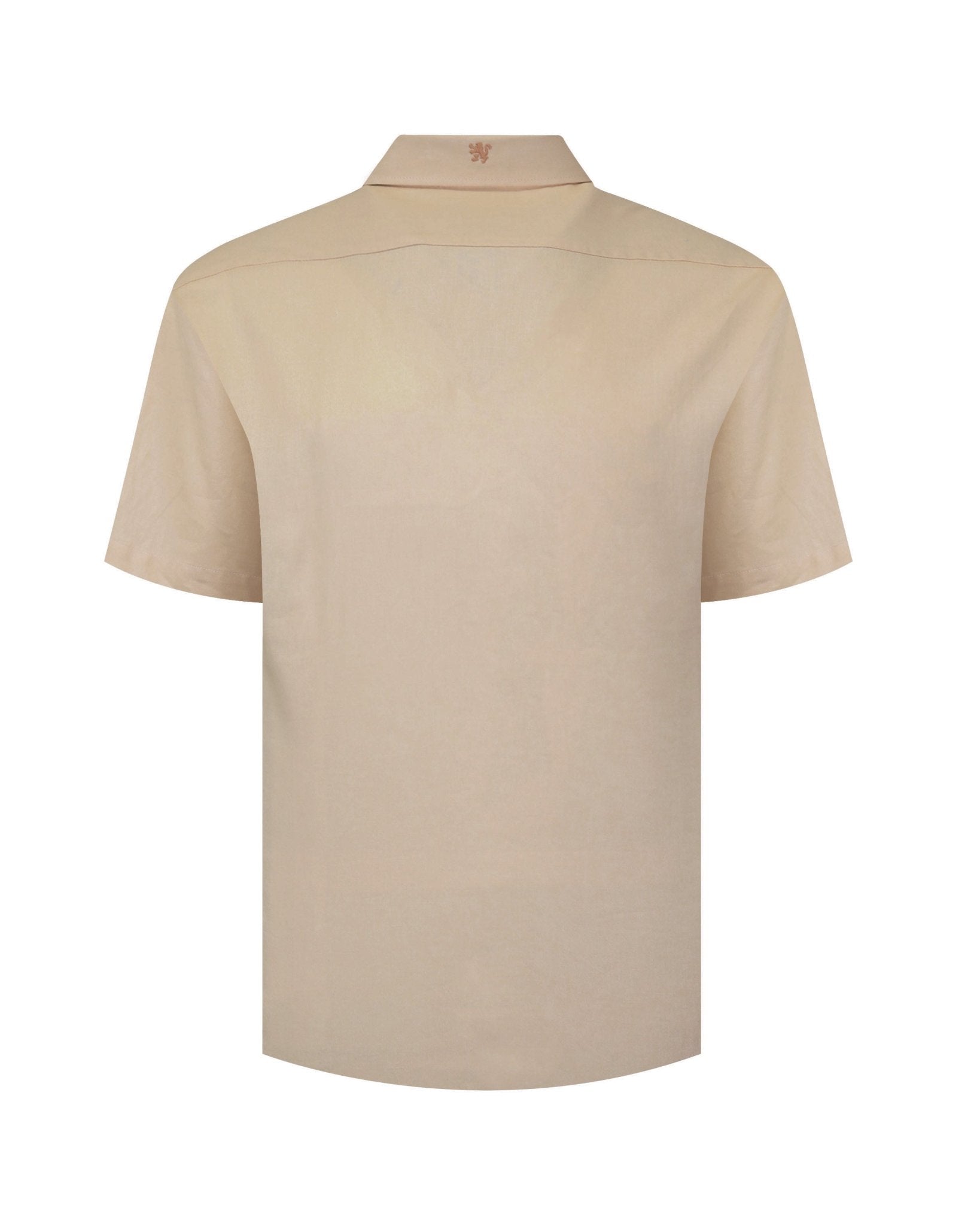Manchester Guayabera Sin Bolsas Lino Bordado Artesanal - Manga Corta - Manchester
