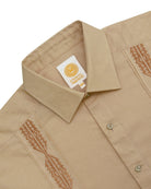 Manchester Guayabera Sin Bolsas Lino Bordado Artesanal - Manga Corta - Manchester
