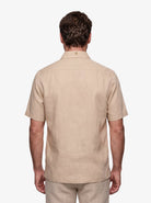 Manchester Guayabera Sin Bolsas Lino Bordado Artesanal - Manga Corta - Manchester