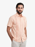 Manchester Guayabera Sin Bolsas Lino Bordado Artesanal - Manga Corta - Manchester