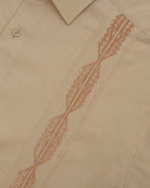 Manchester Guayabera Sin Bolsas Lino Bordado Artesanal - Manga Corta - Manchester