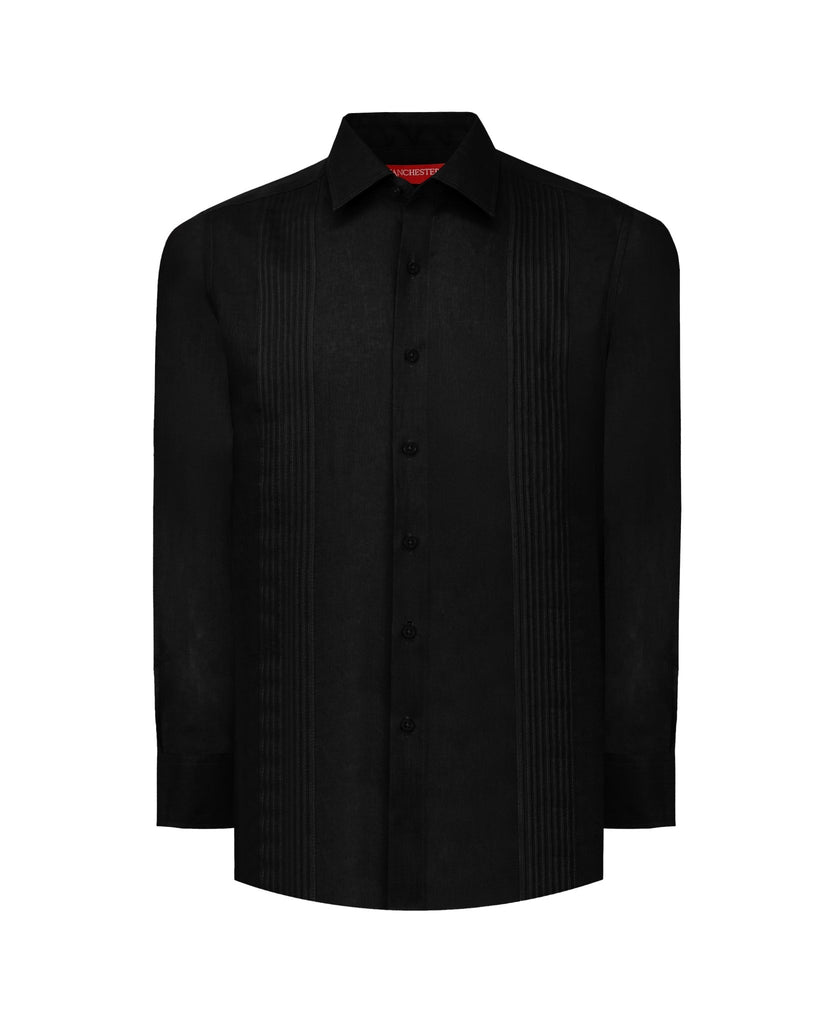 Manchester Guayabera sin Bolsas Slim Fit con Puño Convertible de Lino - Manchester