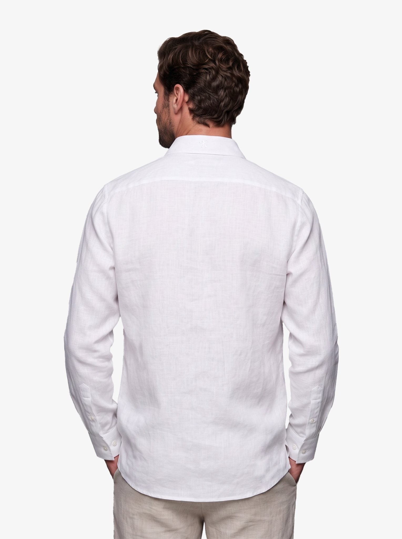 Manchester Guayabera sin Bolsas Slim Fit con Puño Convertible de Lino - Manchester
