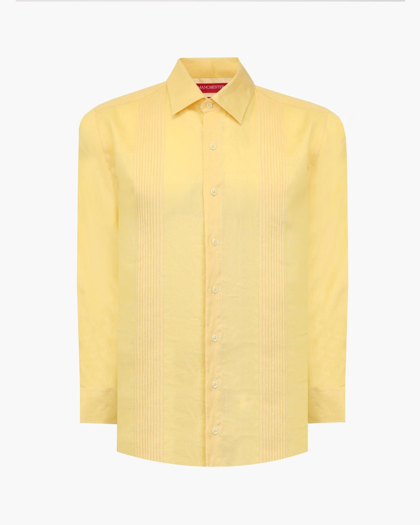 Manchester Guayabera sin Bolsas Slim Fit con Puño Convertible de Lino - Manchester