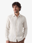 Manchester Guayabera sin Bolsas Slim Fit con Puño Convertible de Lino - Manchester