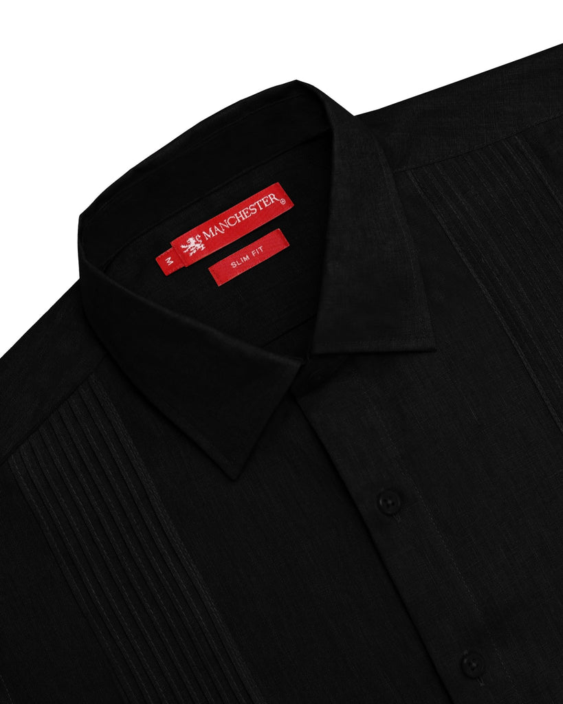 Manchester Guayabera sin Bolsas Slim Fit con Puño Convertible de Lino - Manchester