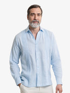 Manchester Guayabera sin Bolsas Slim Fit con Puño Convertible de Lino - Manchester