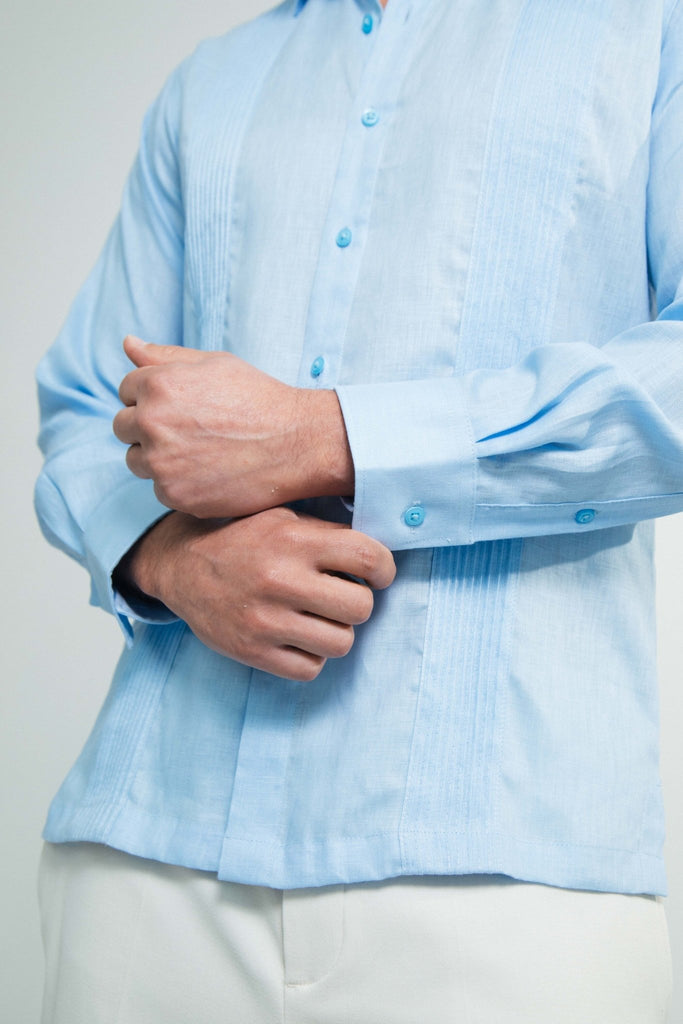 Manchester Guayabera sin Bolsas Slim Fit con Puño Convertible de Lino - Manchester