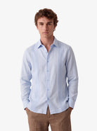 Manchester Guayabera sin Bolsas Slim Fit con Puño Convertible de Lino - Manchester
