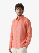 Manchester Guayabera sin Bolsas Slim Fit con Puño Convertible de Lino - Manchester