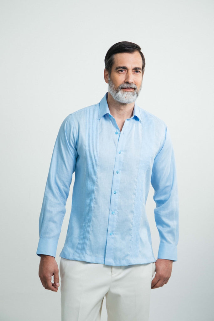 Manchester Guayabera sin Bolsas Slim Fit con Puño Convertible de Lino - Manchester