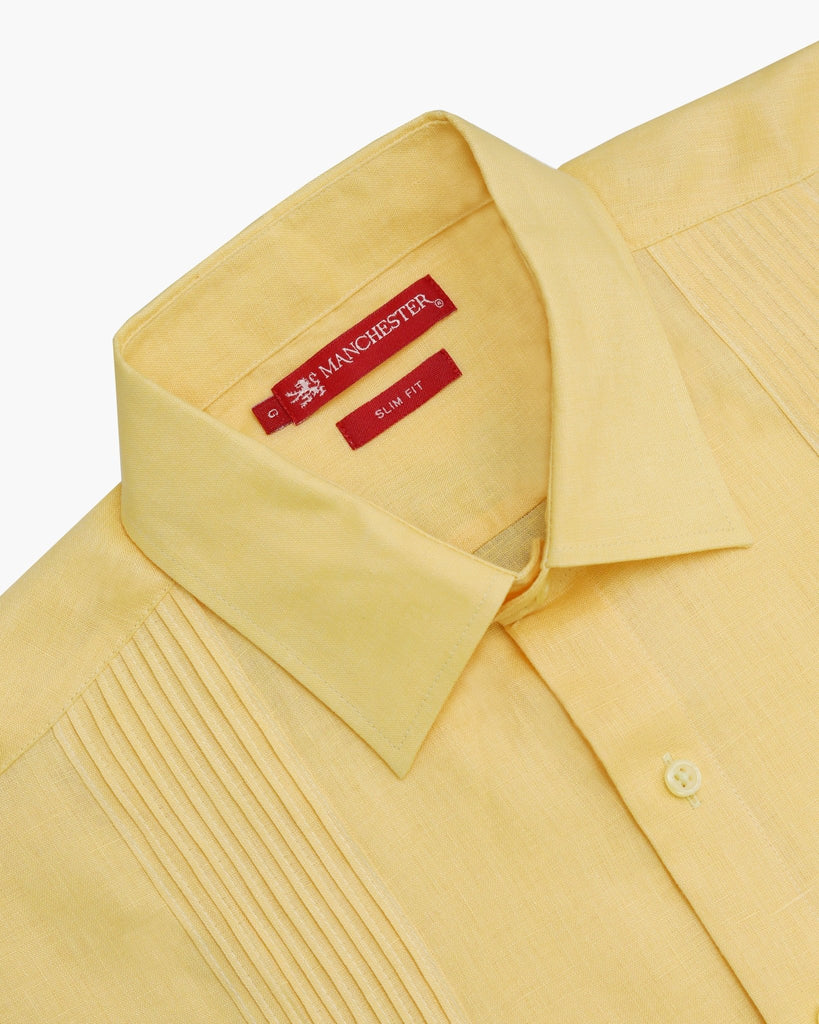 Manchester Guayabera sin Bolsas Slim Fit con Puño Convertible de Lino - Manchester