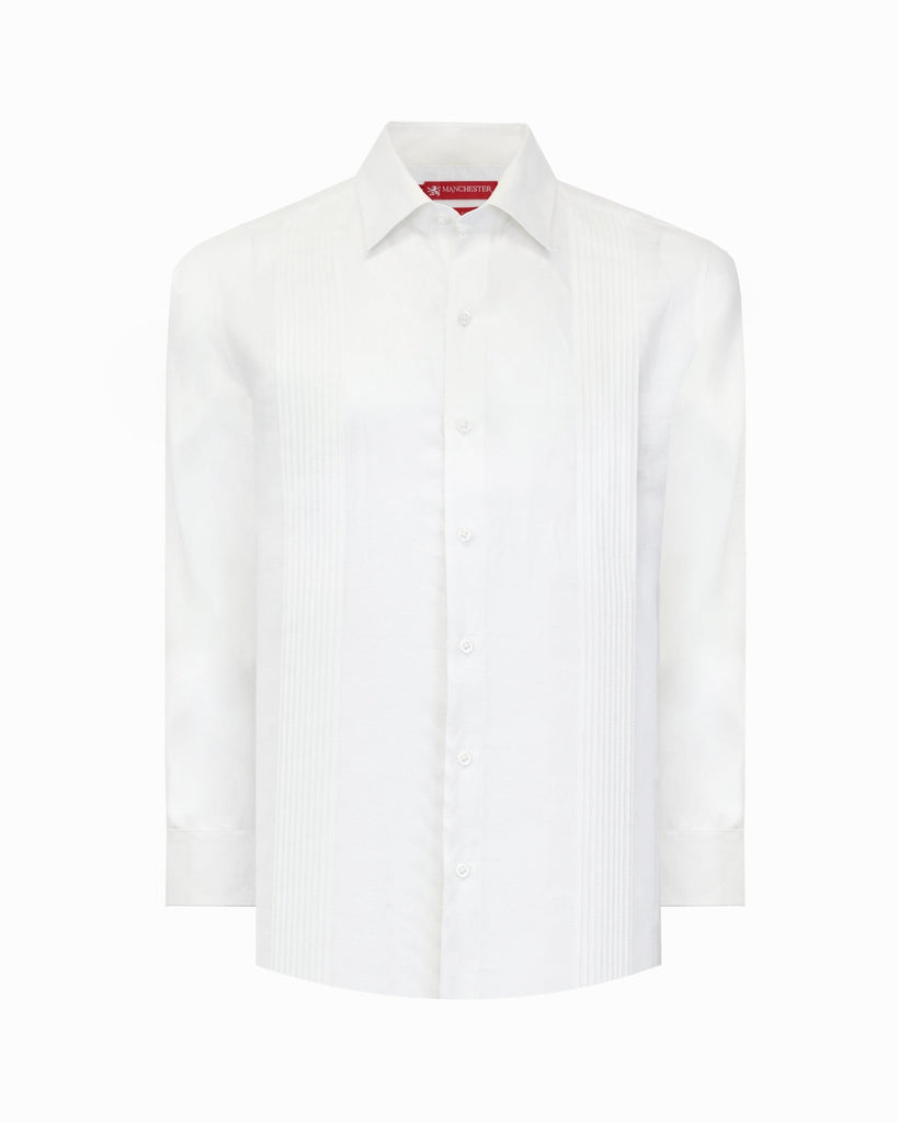 Manchester Guayabera sin Bolsas Slim Fit con Puño Convertible de Lino - Manchester