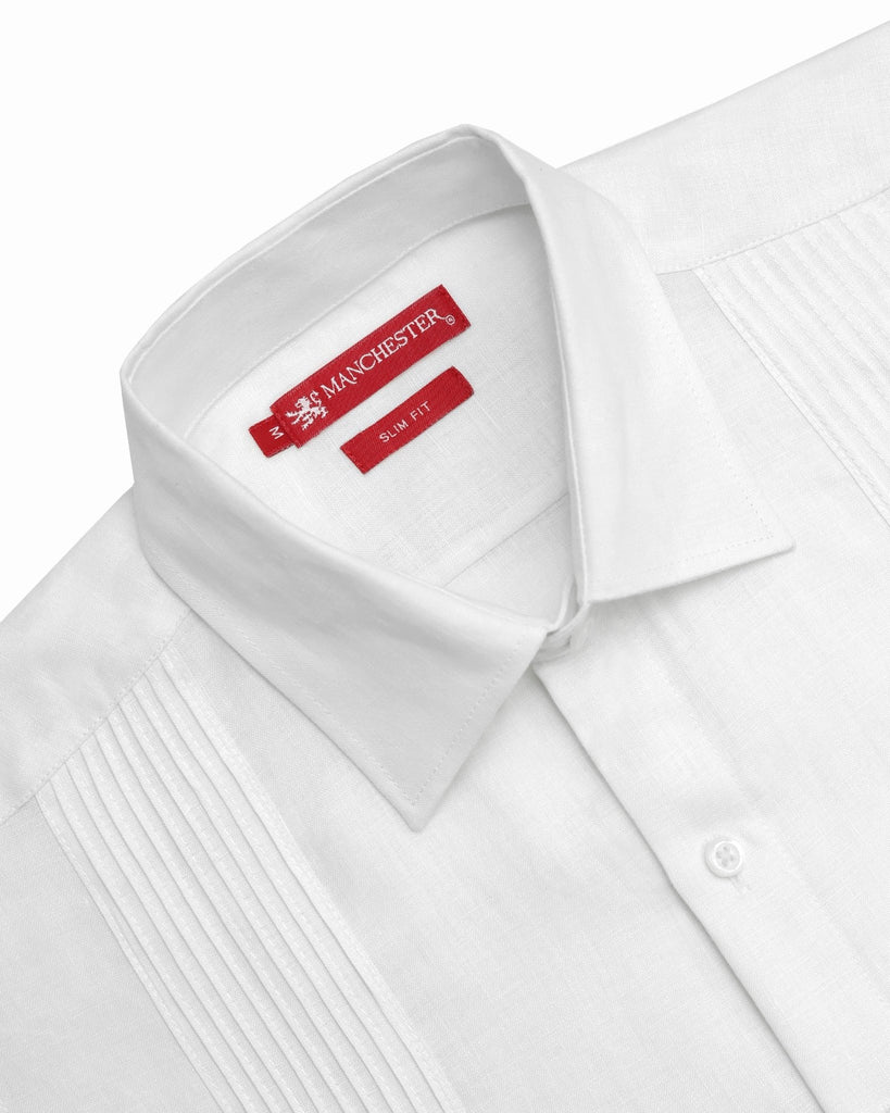 Manchester Guayabera sin Bolsas Slim Fit con Puño Convertible de Lino - Manchester