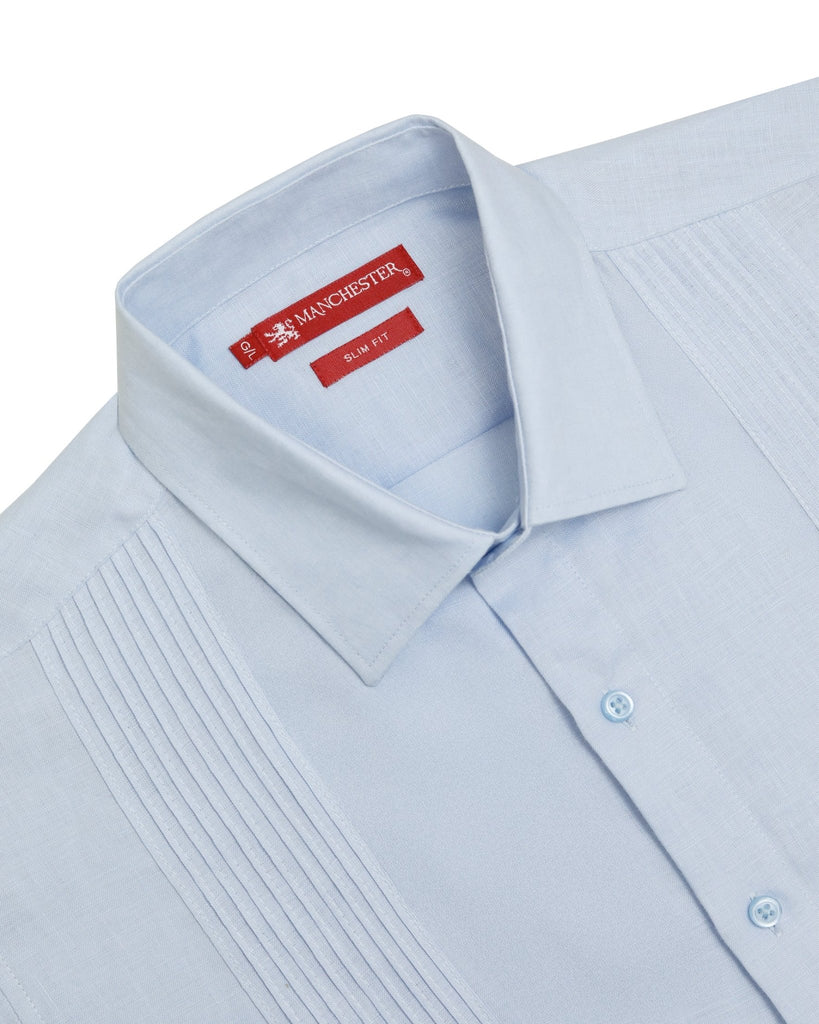 Manchester Guayabera sin Bolsas Slim Fit con Puño Convertible de Lino - Manchester