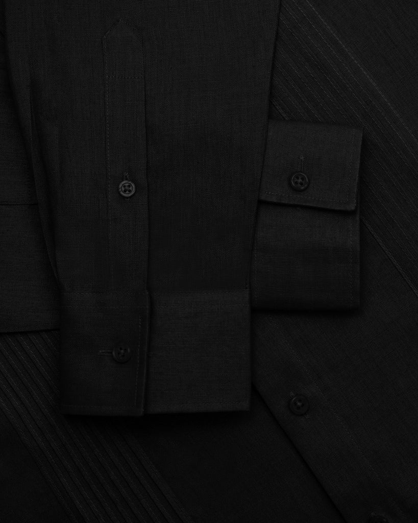 Manchester Guayabera sin Bolsas Slim Fit con Puño Convertible de Lino - Manchester