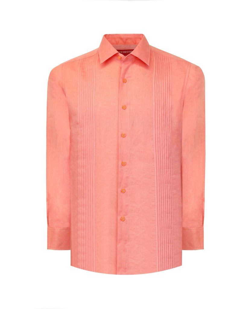 Manchester Guayabera sin Bolsas Slim Fit con Puño Convertible de Lino - Manchester