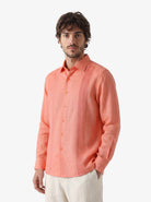 Manchester Guayabera sin Bolsas Slim Fit con Puño Convertible de Lino - Manchester