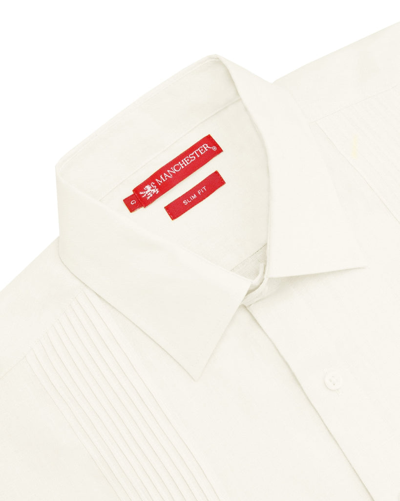 Manchester Guayabera sin Bolsas Slim Fit con Puño Convertible de Lino - Manchester