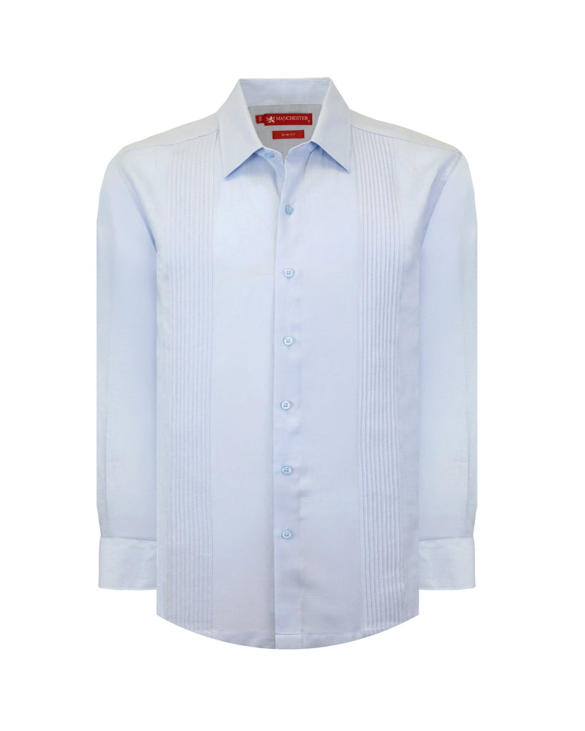 Manchester Guayabera sin Bolsas Slim Fit con Puño Convertible de Lino - Manchester
