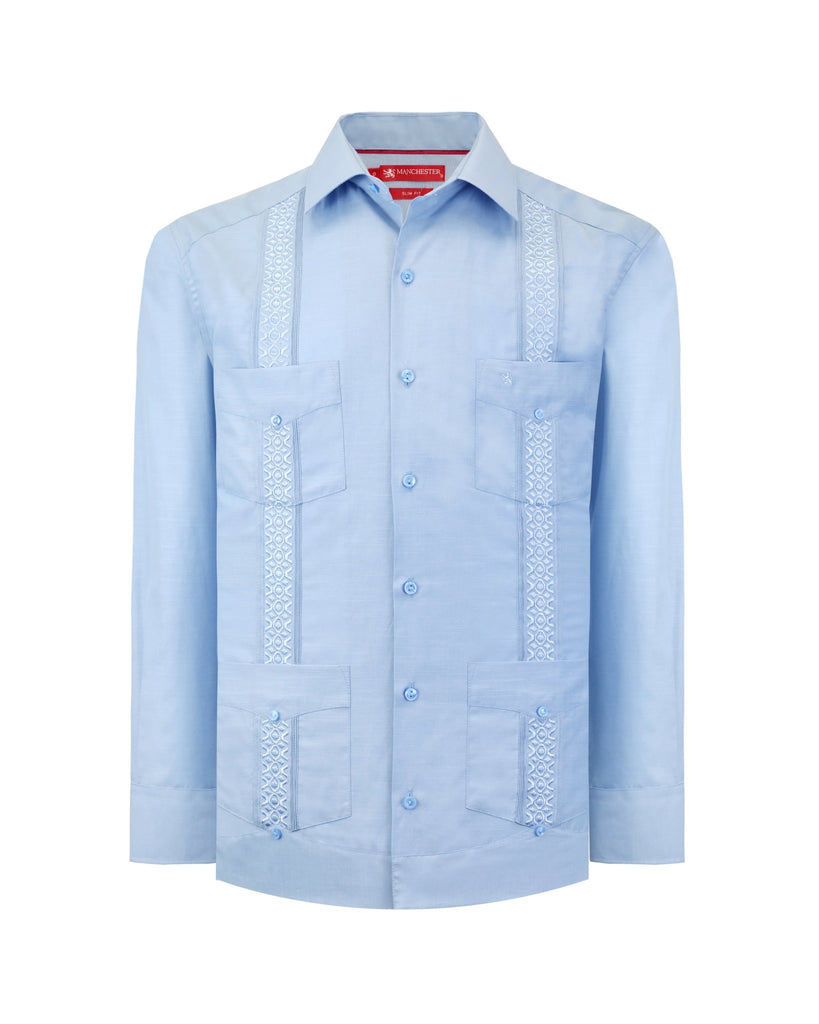Manchester Guayabera Slim Fit Algodón - Poliéster - Manchester