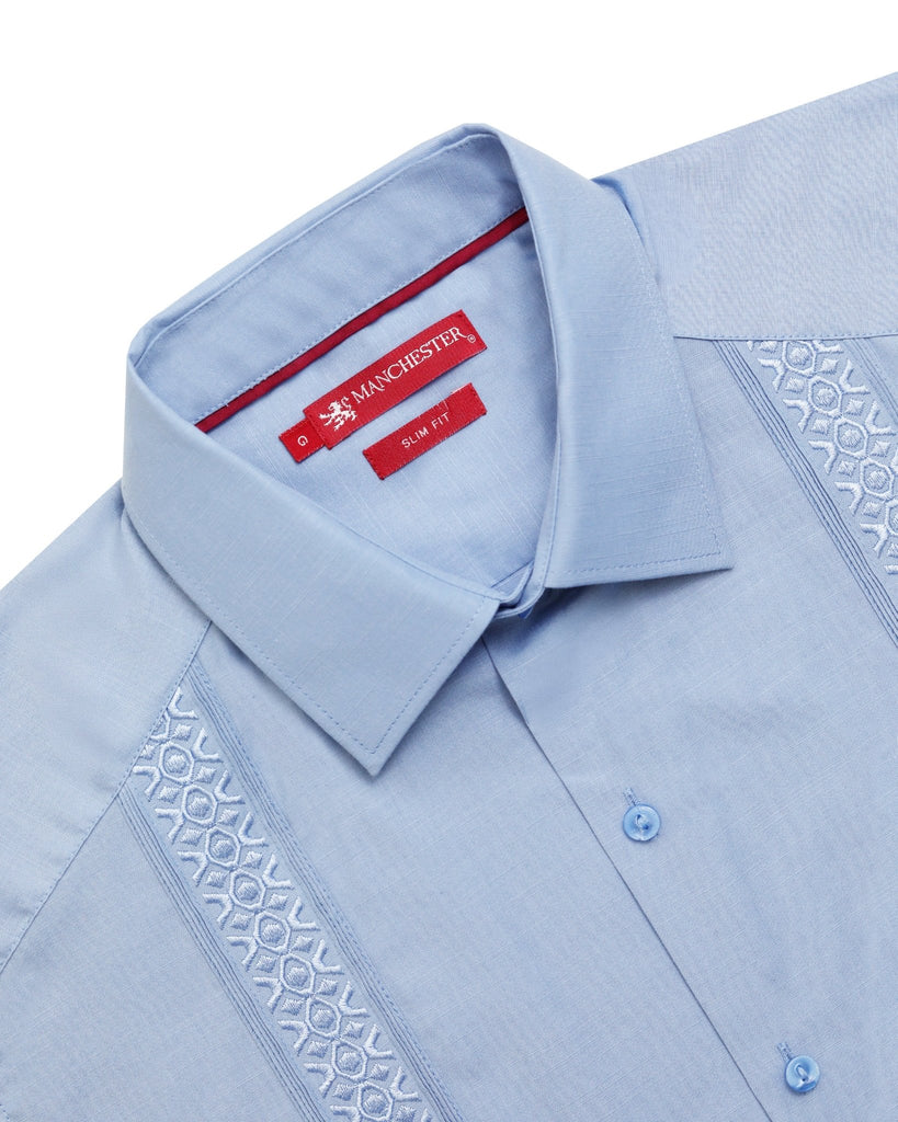 Manchester Guayabera Slim Fit Algodón - Poliéster - Manchester
