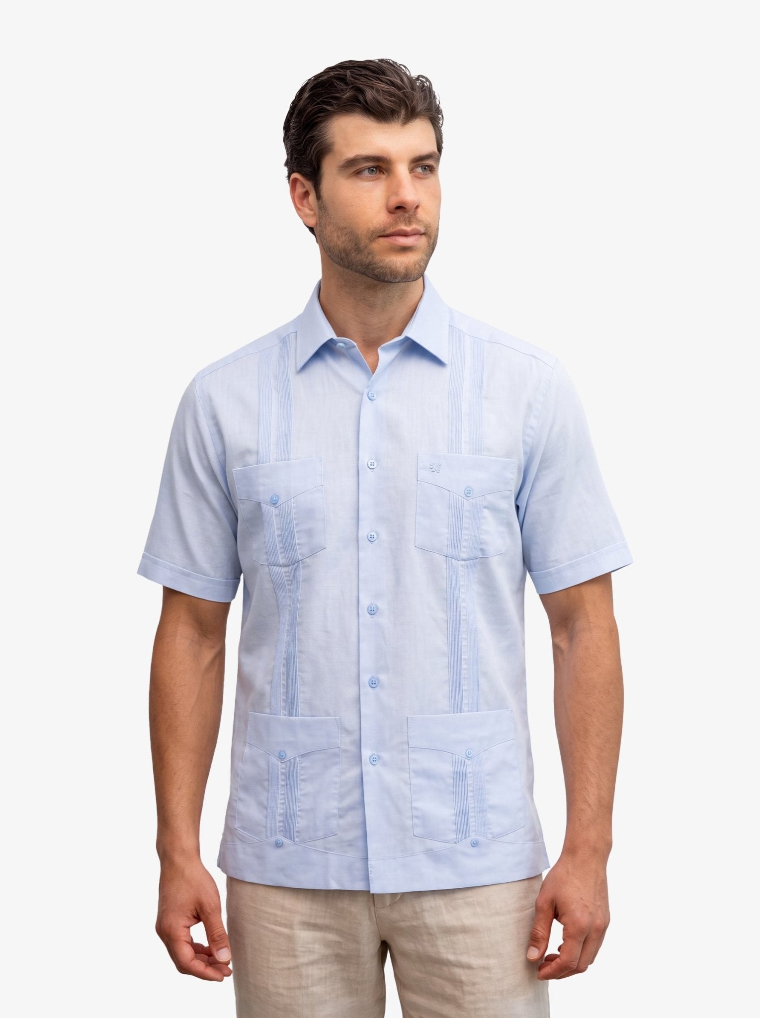 Manchester Guayabera Tradicional Cuatro Bolsas Caribe Esencial - Manga Corta - Manchester