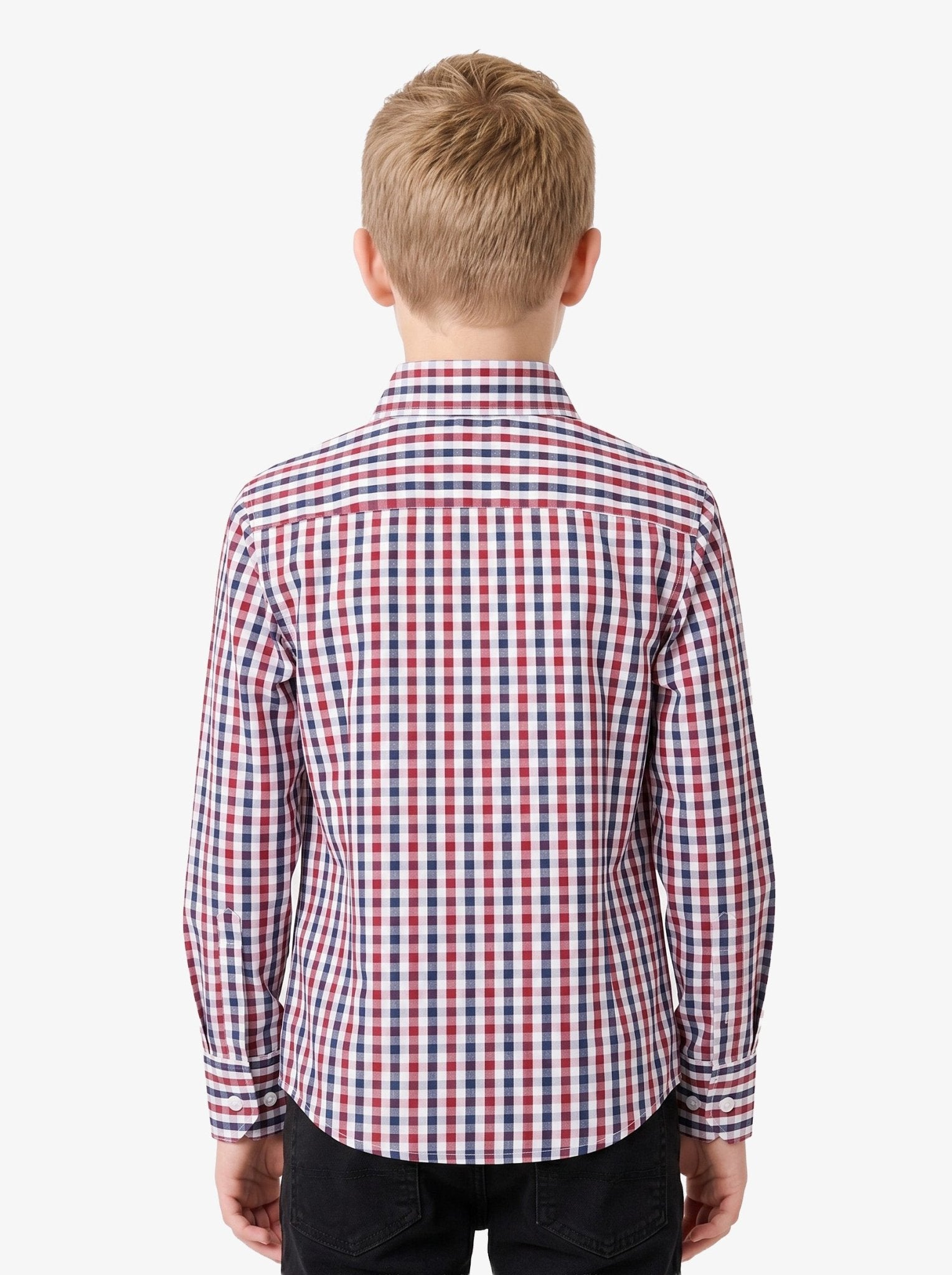 Manchester Junior Camisa Casual Gingham Button Down - Manga Larga - Manchester