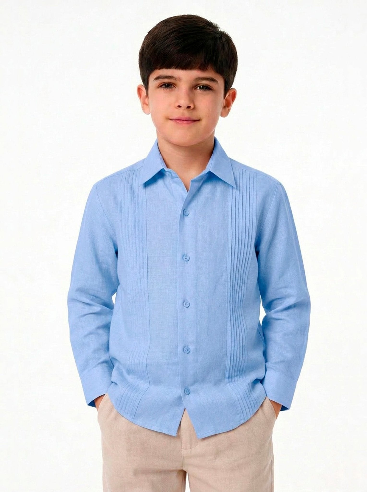 Manchester Junior Guayabera 100% Lino - Manga Larga - Manchester