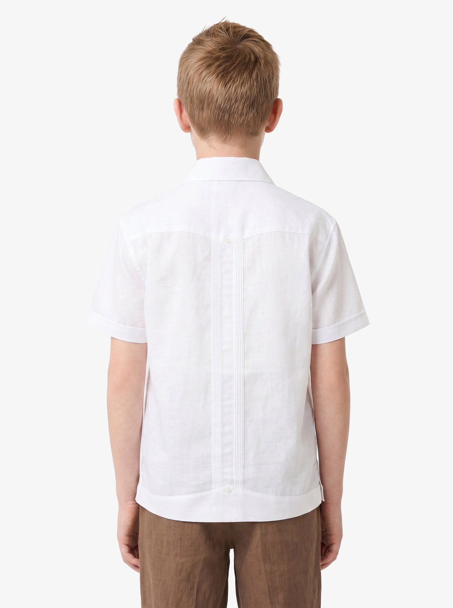 Manchester Junior Guayabera Algodón y Poliéster color blanco para niño