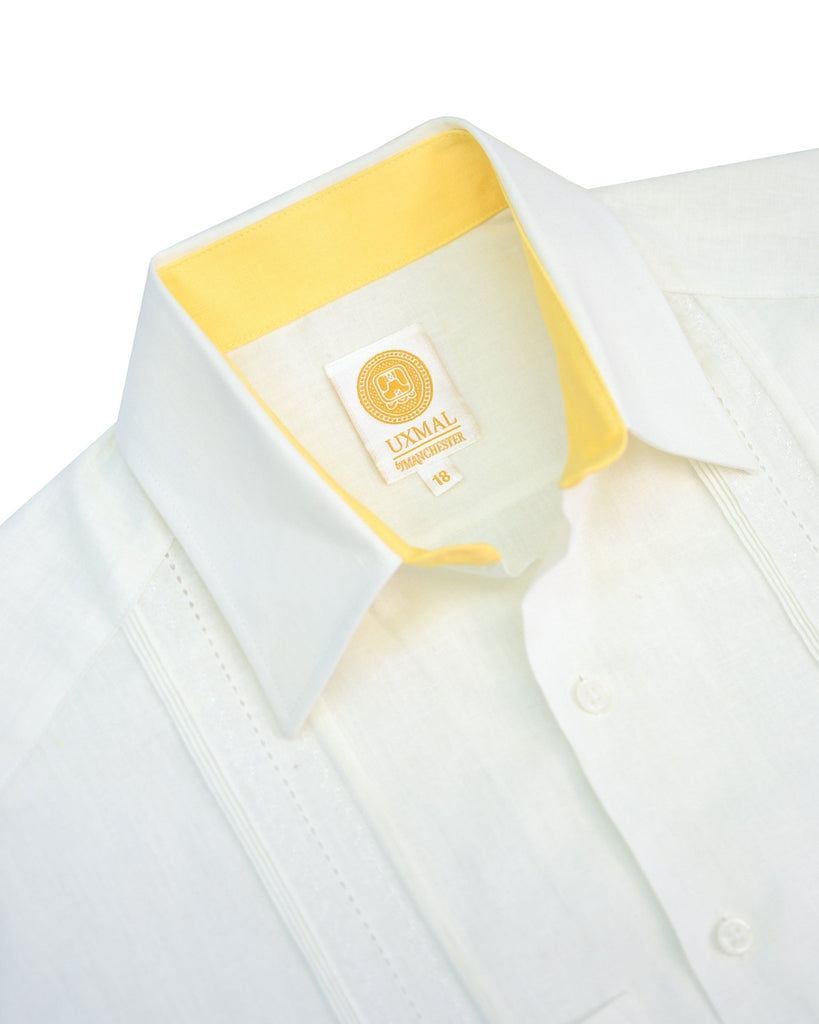 Manchester Junior Guayabera Manga Corta - Mezcla Lino - Manchester