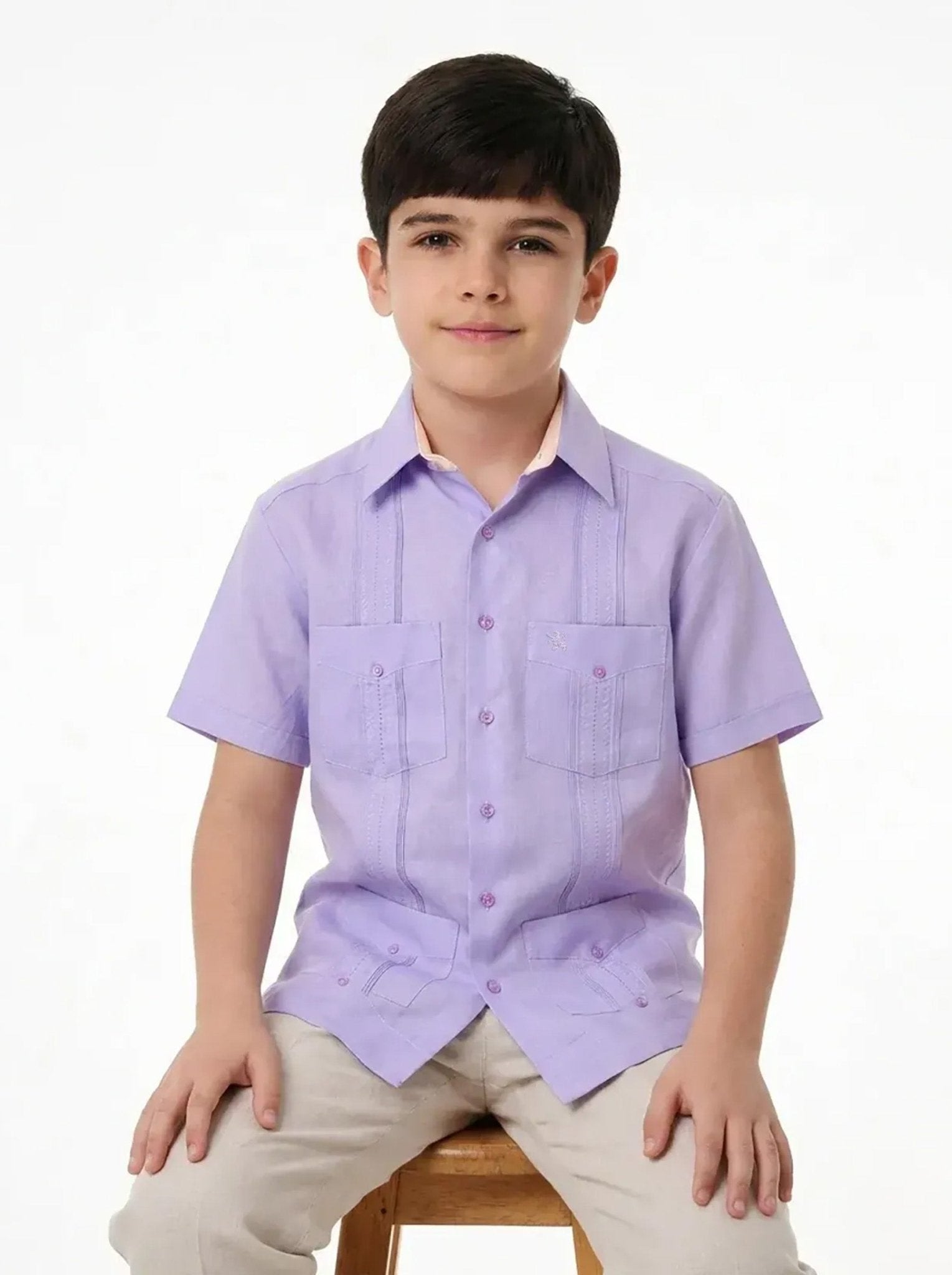 Manchester Junior Guayabera Manga Corta - Mezcla Lino - Manchester