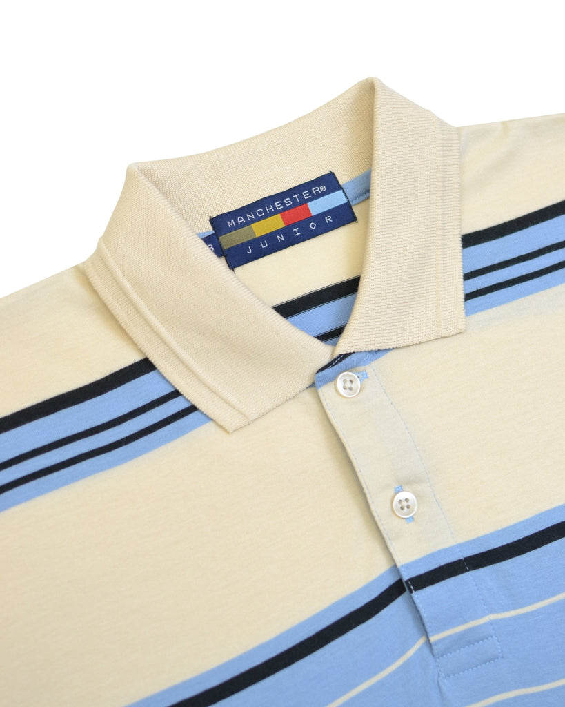 Manchester Junior Polo 100% Algodón Rayas Celeste/Blanco - Manga Corta - Manchester
