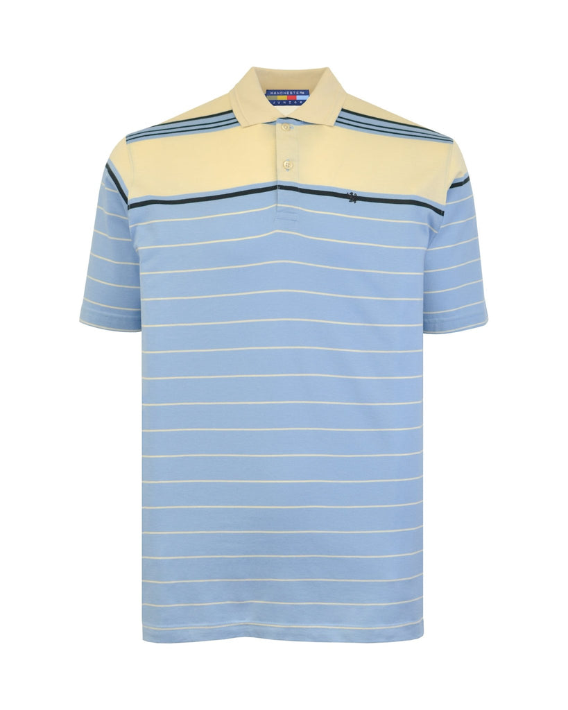Manchester Junior Polo 100% Algodón Rayas Celeste/Blanco - Manga Corta - Manchester