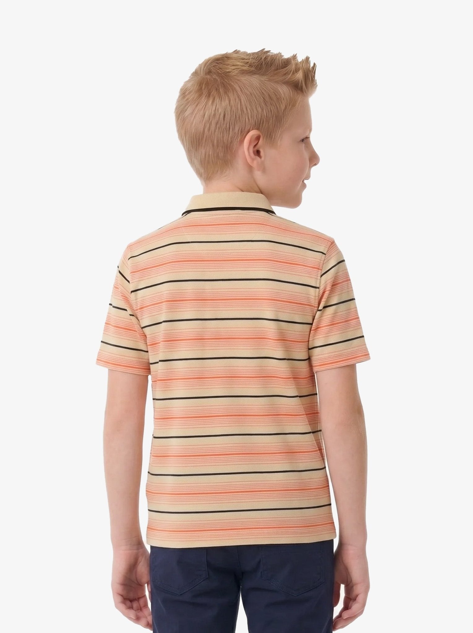 Manchester Junior Polo 100% Algodón Rayas - Manga Corta color rojo para niño
