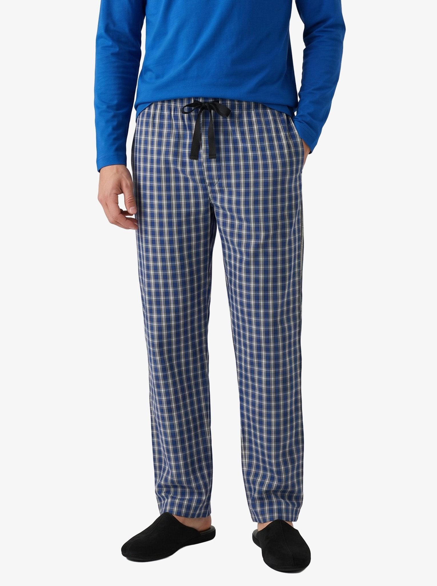 Manchester Pantalón de Pijama de Cuadros 100% Algodón color marino para hombre