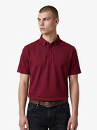 Manchester Performance Playera Polo Slim Fit color guindo para hombre