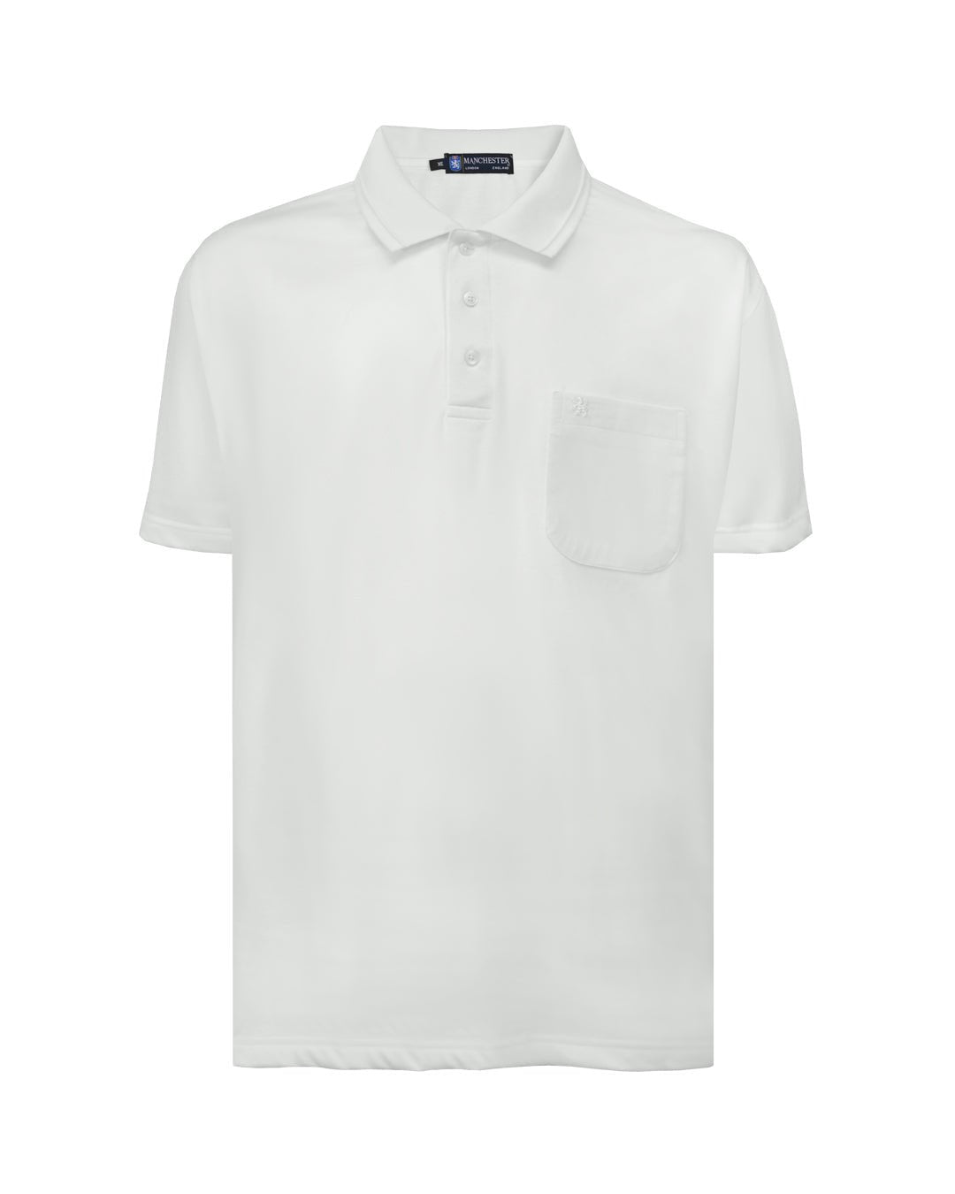 Manchester Playera Polo Lisa Big and Tall Poliéster y Algodón Manga Corta color blanco para hombre