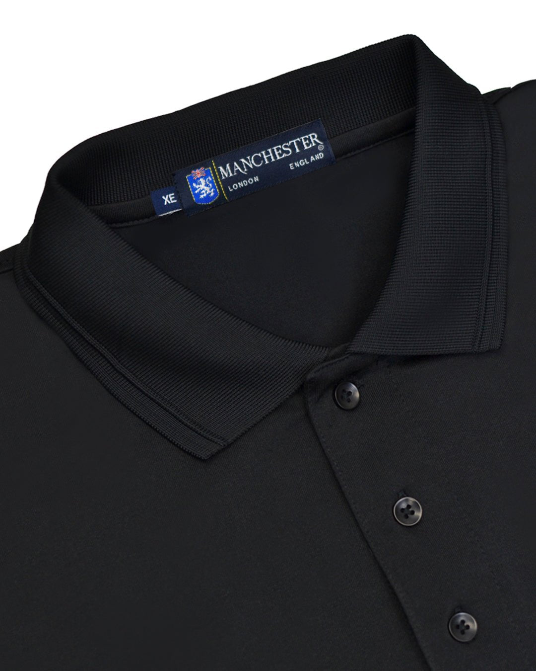Manchester Playera Polo Lisa Big and Tall Poliéster y Algodón Manga Corta color negro para hombre