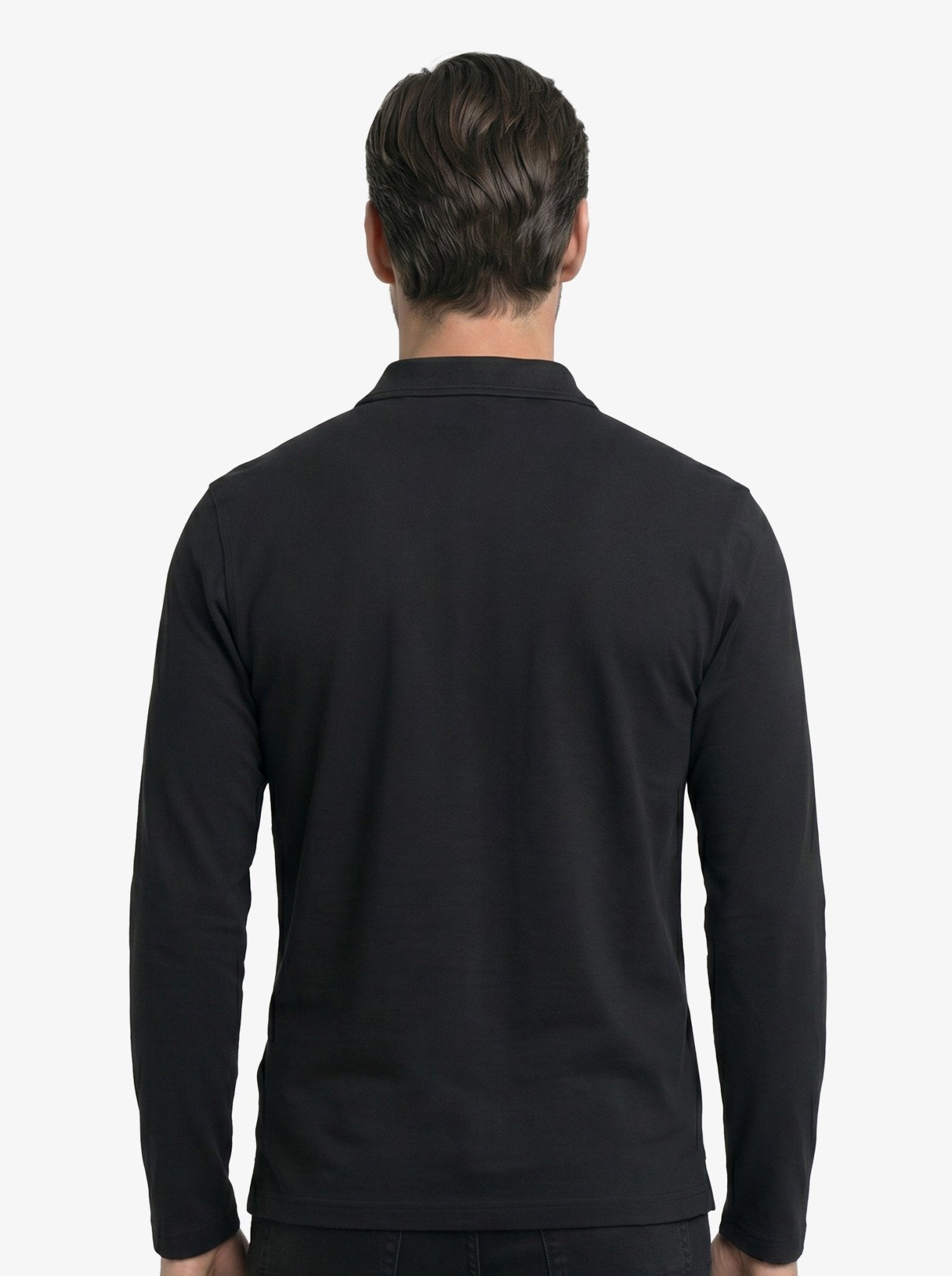 Manchester Playera Polo Lisa Poliéster y Algodón Manga Larga color negro para hombre