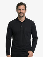 Manchester Playera Polo Lisa Poliéster y Algodón Manga Larga color negro para hombre